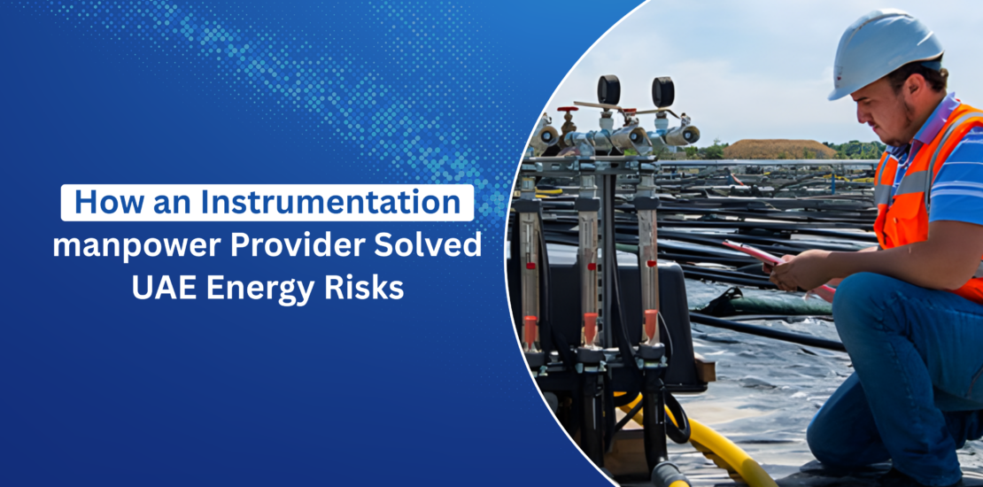 A technical specialist from an Instrumentation manpower Provider UAE conducting a site inspection to mitigate energy plant risks and ensure operational safety.