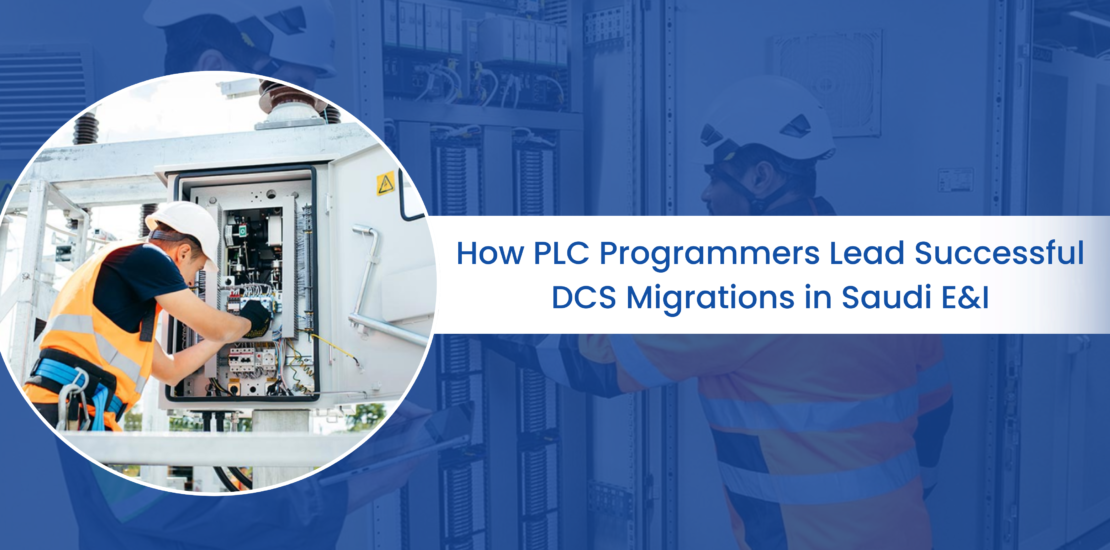 Expert PLC Programmers DCS Migrations specialists performing industrial control system upgrades for Saudi E&I projects to ensure operational efficiency.