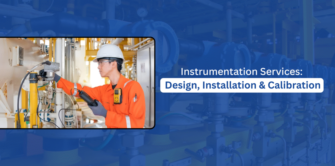 Technician performing instrumentation calibration at an industrial plant – highlighting design, installation and calibration services.