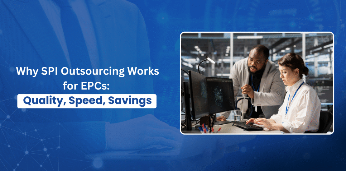 Two professionals collaborating on Smart Plant Instrumentation (SPI) outsourcing solutions in an EPC project environment.