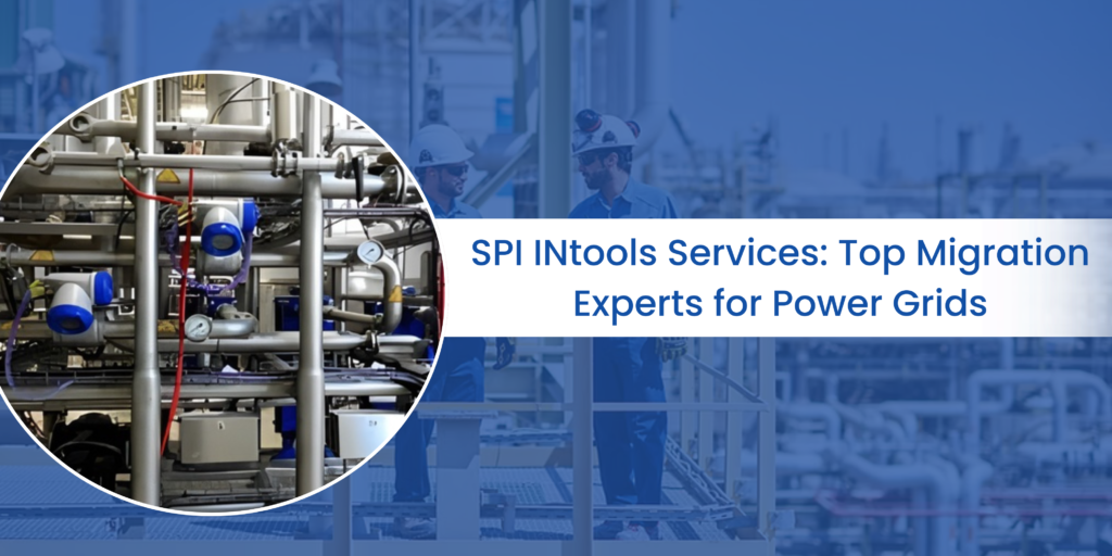 Close-up of industrial instrumentation piping and sensors at a power grid substation managed via SPI INtools.