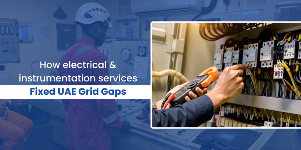 Skilled engineers providing electrical and instrumentation UAE services to fix grid gaps and optimize power distribution for industrial plants in Dubai and Abu Dhabi.